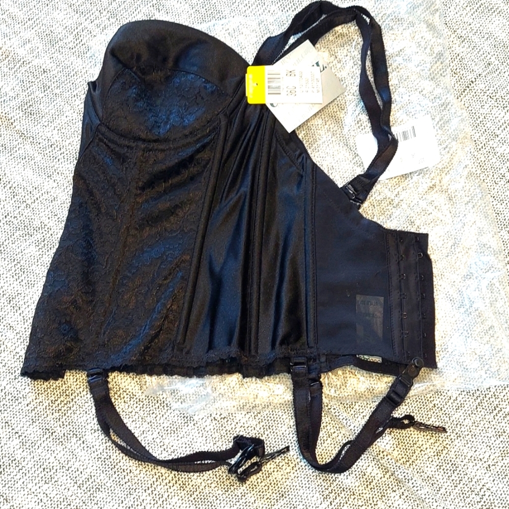 NWT Carnival Black Lace and Satin Bustier - Picture 1 of 7